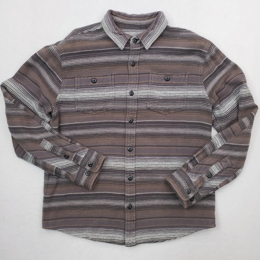 Howler Bros Shirt Mens Medium Gray Striped Flannel Button Up Heavyweight Western